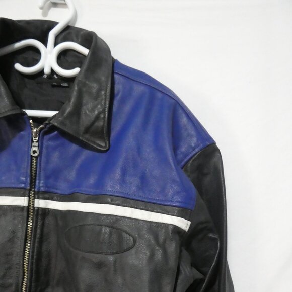 Vintage | MILAN | xl - extra large | Men's Leather Jacket | Black - Blue - White - Picture 5 of 16